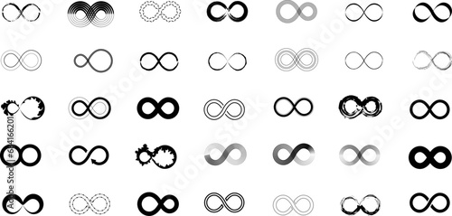 Infinity icon set unlimited illustration symbol sign vector. Infinity, 8, endless, eternity, loop infinite symbols.