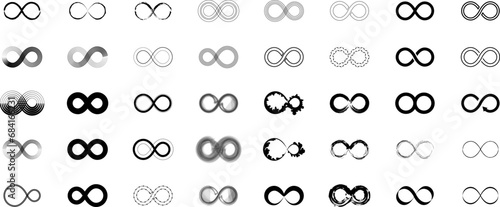Infinity icon set unlimited illustration symbol sign vector. Infinity, 8, endless, eternity, loop infinite symbols.