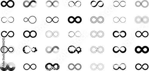 Infinity icon set unlimited illustration symbol sign vector. Infinity, 8, endless, eternity, loop infinite symbols.