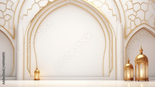 Islamic Background With Lanterns and White Colors an elegant. Usually for additional background decoration