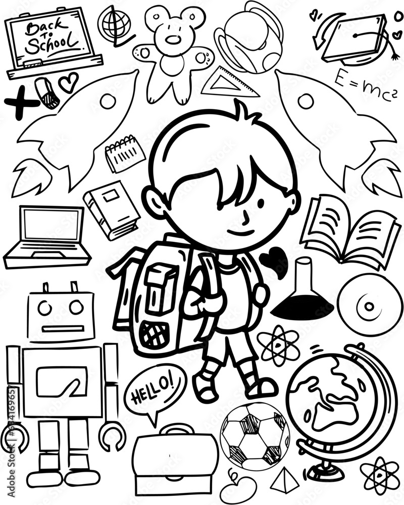 Hand Drawn School Doodle Elements Set Hand Drawn School Doodle Elements Set