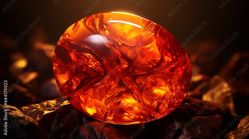 A high-resolution 4K photo of a fiery, orange fire opal, radiating with intense warmth A high-resolution 4K photo of a fiery, orange fire opal, radiating with intense warmth