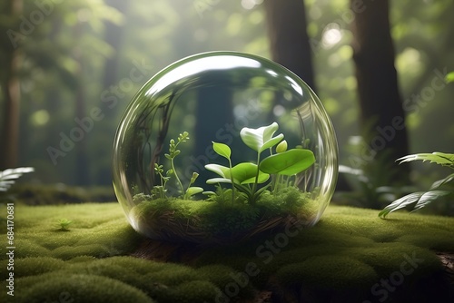 Sprouts growing inside of a bubble 