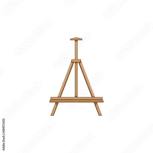 empty easel cartoon. wood exhibition, school studio, space painter empty easel sign. isolated symbol vector illustration