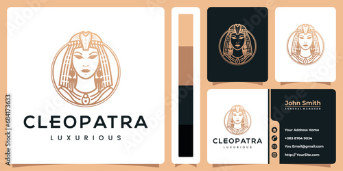 Cleopatra luxurious logo design with business card template