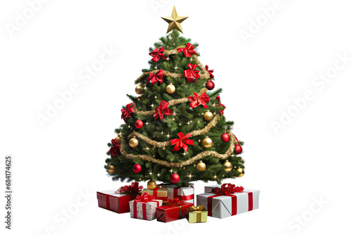 chirstmas tree full gift isolated transparant background