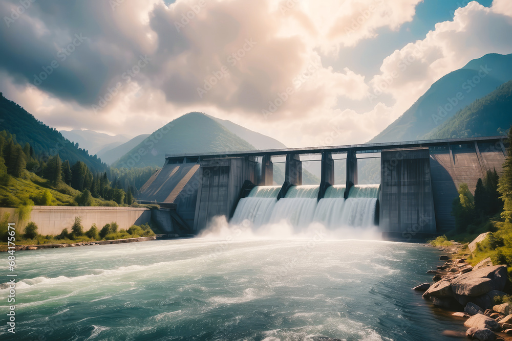 Dam An ecofriendly hydroelectric power plant in a mountainous forested