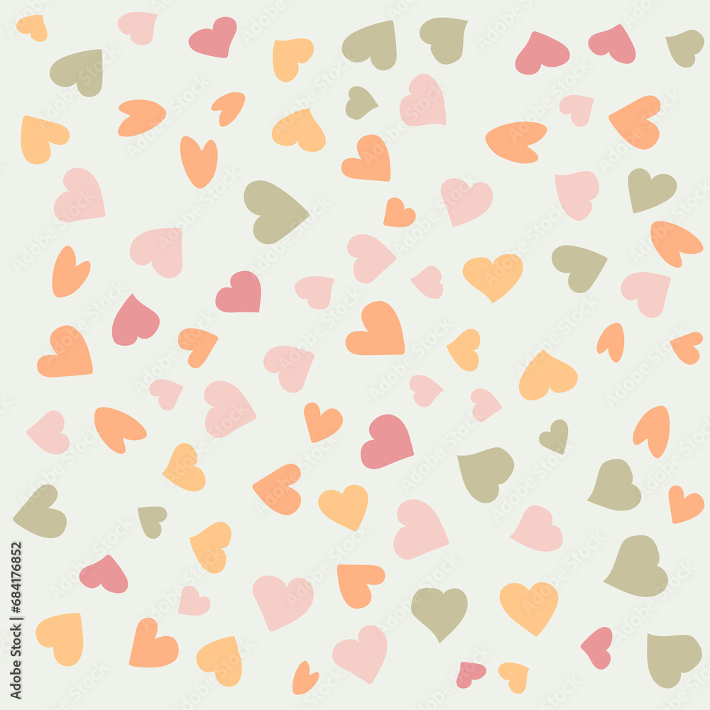 Seamless pattern Heart Shape Drawing. Valentines Day background. Vector holiday texture