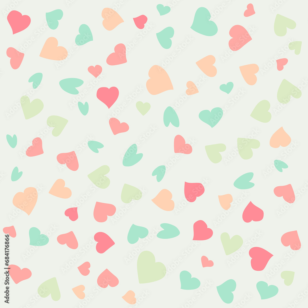 Seamless pattern Heart Shape Drawing. Valentines Day background. Vector holiday texture