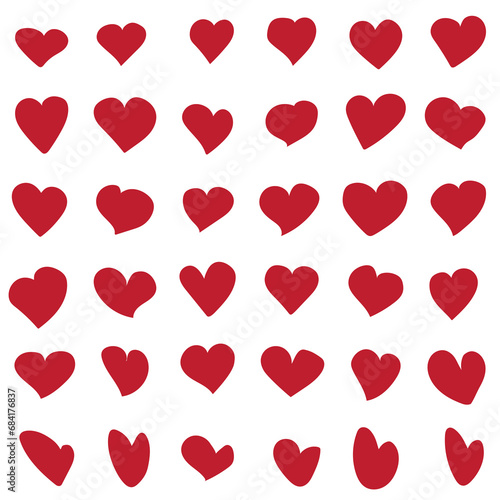 Collection of heart shapes hand-drawn. Symbol of love. Design elements for Valentine's Day cards.