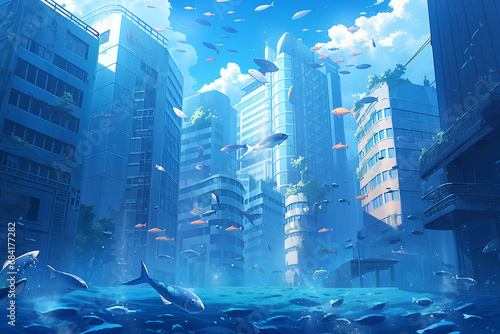 幻想的な海底都市風景 photo