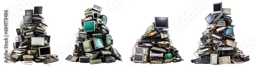Set of e-waste piles, cut out photo