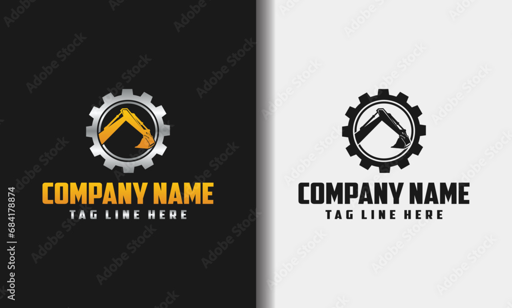 Fototapeta premium excavator gear industry logo