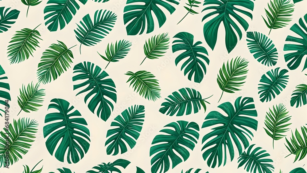 Abstract tropical wallpaper with foliage