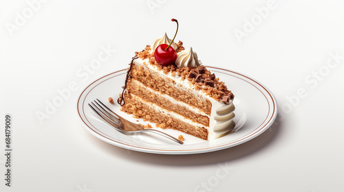 Classic slice of cake isolated photo