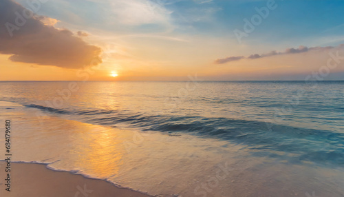 closeup sea sand beach panoramic beach landscape inspire tropical seascape waves horizon colorful sunset sky calm serenity tranquil relaxing sunlight summer coast vacation travel beautiful banner