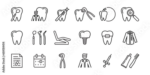 Collection of dental related icons, various dental tools, vector icon templates editable and resizable EPS 10 photo