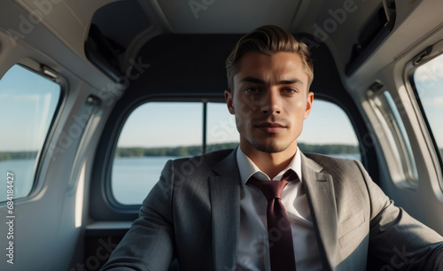 businessman portrait man  in a cabin on the lake © Roman