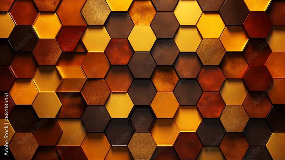 A mesmerizing, repeating pattern of interlocking hexagons in warm tones created with Generative Ai A mesmerizing, repeating pattern of interlocking hexagons in warm tones created with Generative Ai
