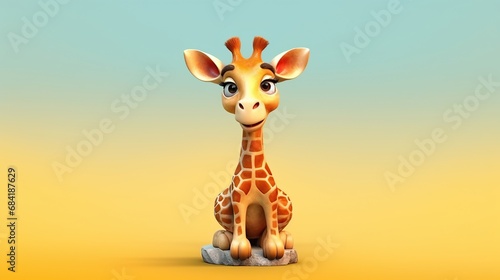 Cartoon funny little giraffe sitting © dheograft