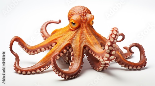 cartoon happy octopus with red back