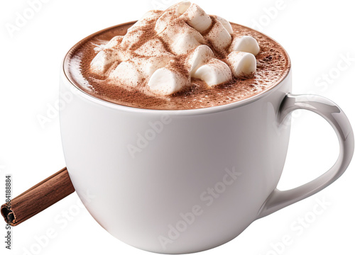 Leinwand Poster cup of hot chocolate cocoa on white background