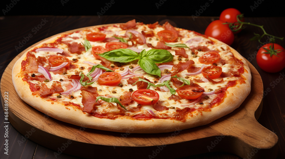 Classic freshly baked pizza isolated Classic freshly baked pizza isolated