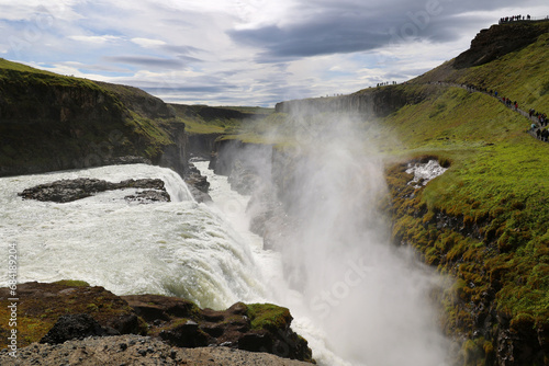 Gullfoss is a waterfall on the Hv  t   River in Haukadalur in southern Iceland