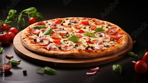 Hot pizza freshly baked isolated photo