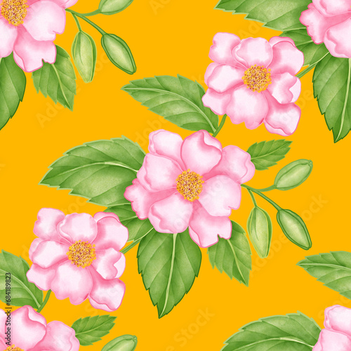 Watercolor seamless pattern with flowers. Vintage floral pattern. Flower seamless pattern. Botanical art. Floral botanical collection. Wedding floral set. Watercolor botanical design. © Natallia Novik
