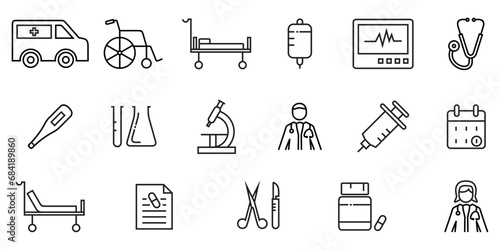 Collection of hospital related icons, vector icon template editable and resizable EPS 10