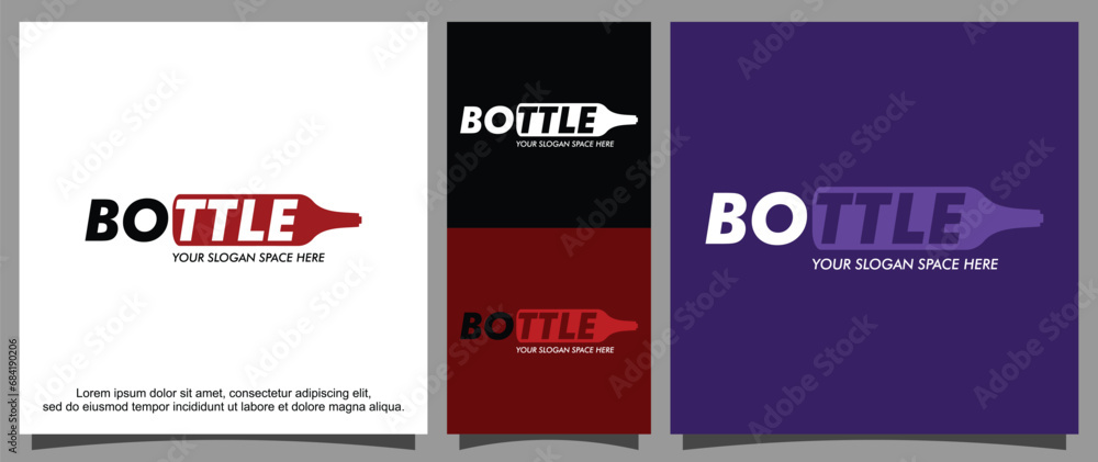 Bottle and bottle writing logo template
