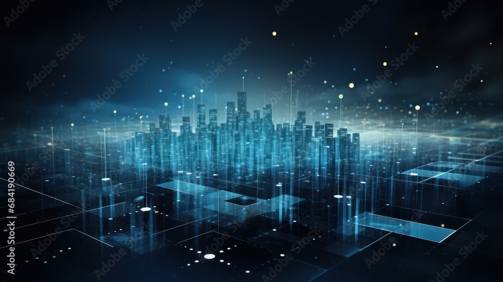 Illustrate the abstract resilience in IT City landscapes, portraying the adaptive and responsive features that safeguard against disruptions Illustrate the abstract resilience in IT City landscapes, portraying the adaptive and responsive features that safeguard against disruptions