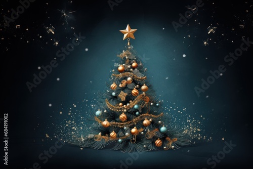 Festive Fir Tree with Glittering Ornaments