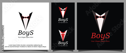 Formal wear suit and bow tie logo template

