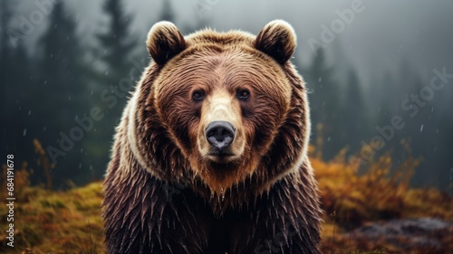 Grizzly bear, Minimalistic Professional Portrait, Generative AI