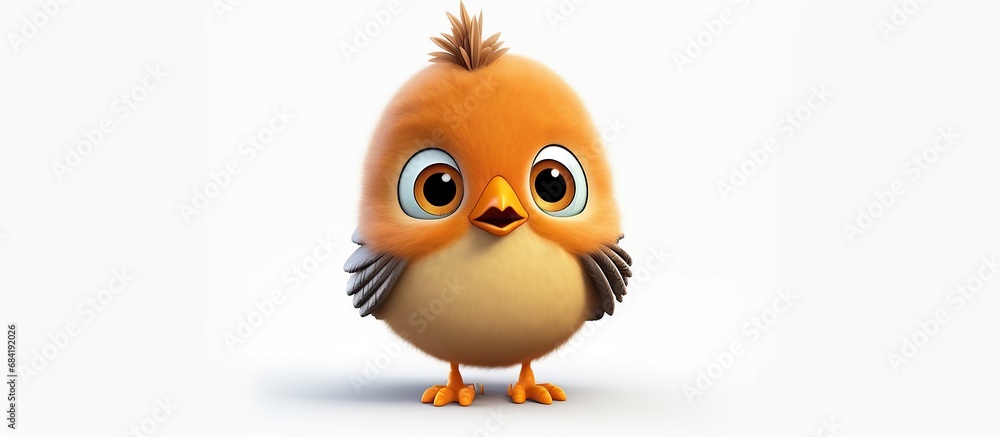 Cheerful bird round shape. The bird flies with its wings open. Realistic 3d design element In plastic cartoon style. Cheerful bird round shape. The bird flies with its wings open. Realistic 3d design element In plastic cartoon style.