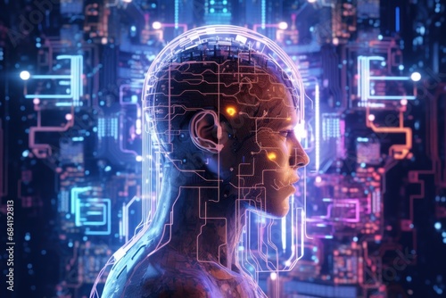 Neon AI Circuitry in Digital Era