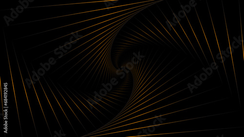 Gold and black gradient lines swirl pattern on black background