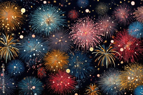 Vibrant New Year Fireworks Card