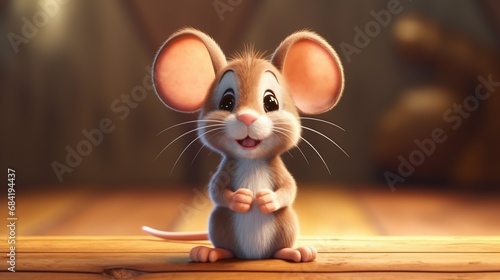 Cute little mouse doing various activities set. Funny brown baby animal character photo