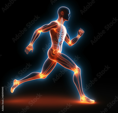 Running man, painful joints. Arthritis  Inflammation  Osteoarthritis  Rheumatoid © Axel Kock