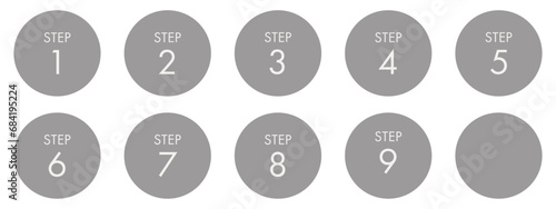 STEP　数字のアイコン　グレー　（ラベル）