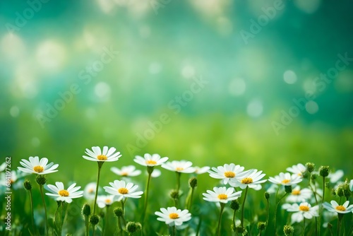 blossoms in the verdant lawn with bokeh backdrop © Osama