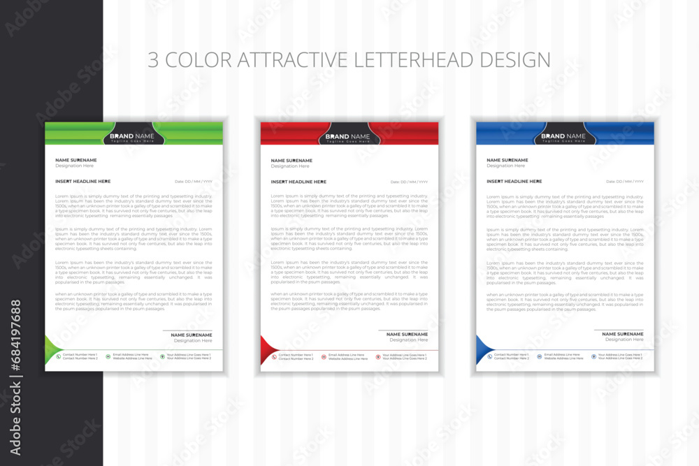 Professional letterhead design template in vector