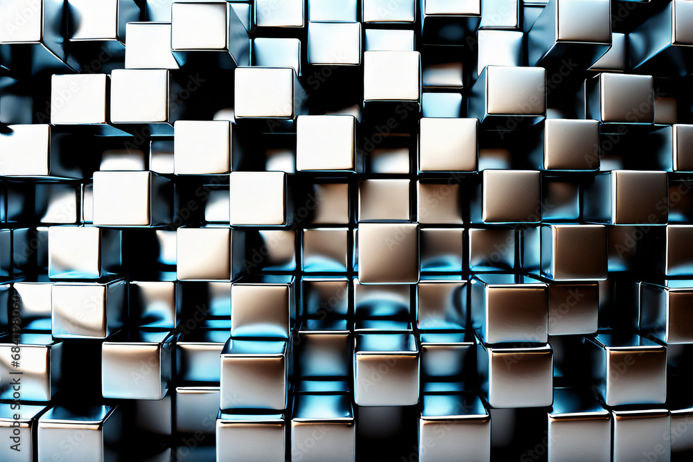 Fototapeta premium Silber Fraktal Quadrat Hintergrund mit Farbverlauf