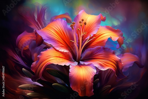 Explosion of Colors  Artistry in Bloom with Unique Multicolored Flower Close-up Generative AI