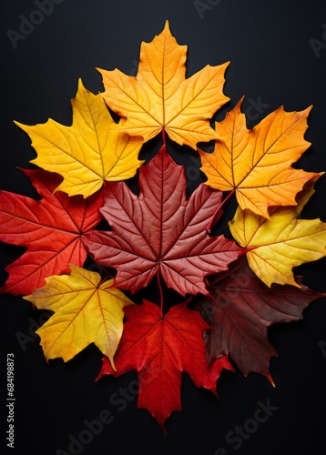 Vivid Explosion of Autumn  Stunning Collection of Yellow and Red Maple Leaves Generative AI