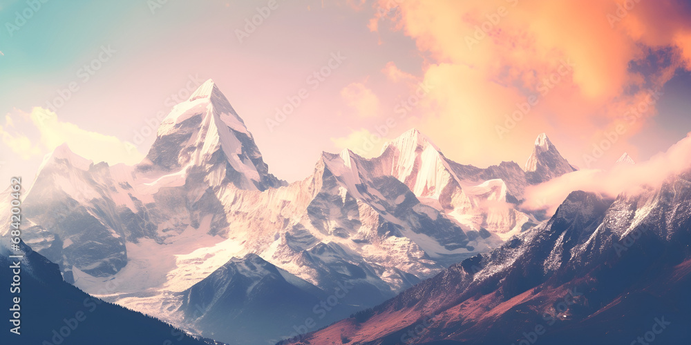 Capturing the Ethereal Beauty of a Beautiful Mountain Landscape through Digital Drawing and Artistic Brilliance A Mesmerizing Journey into the Fantastic Mountains generative AI