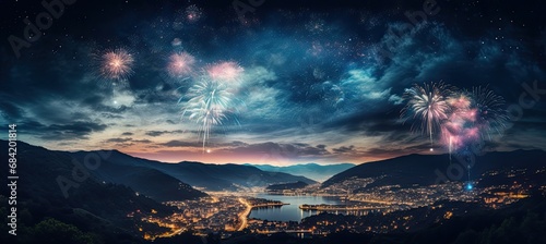 "Sky's Grand Overture: Celebrate the turning of the calendar with a breathtaking new year fireworks show, an epic display that sets the stage for the year ahead." Generativ ai.